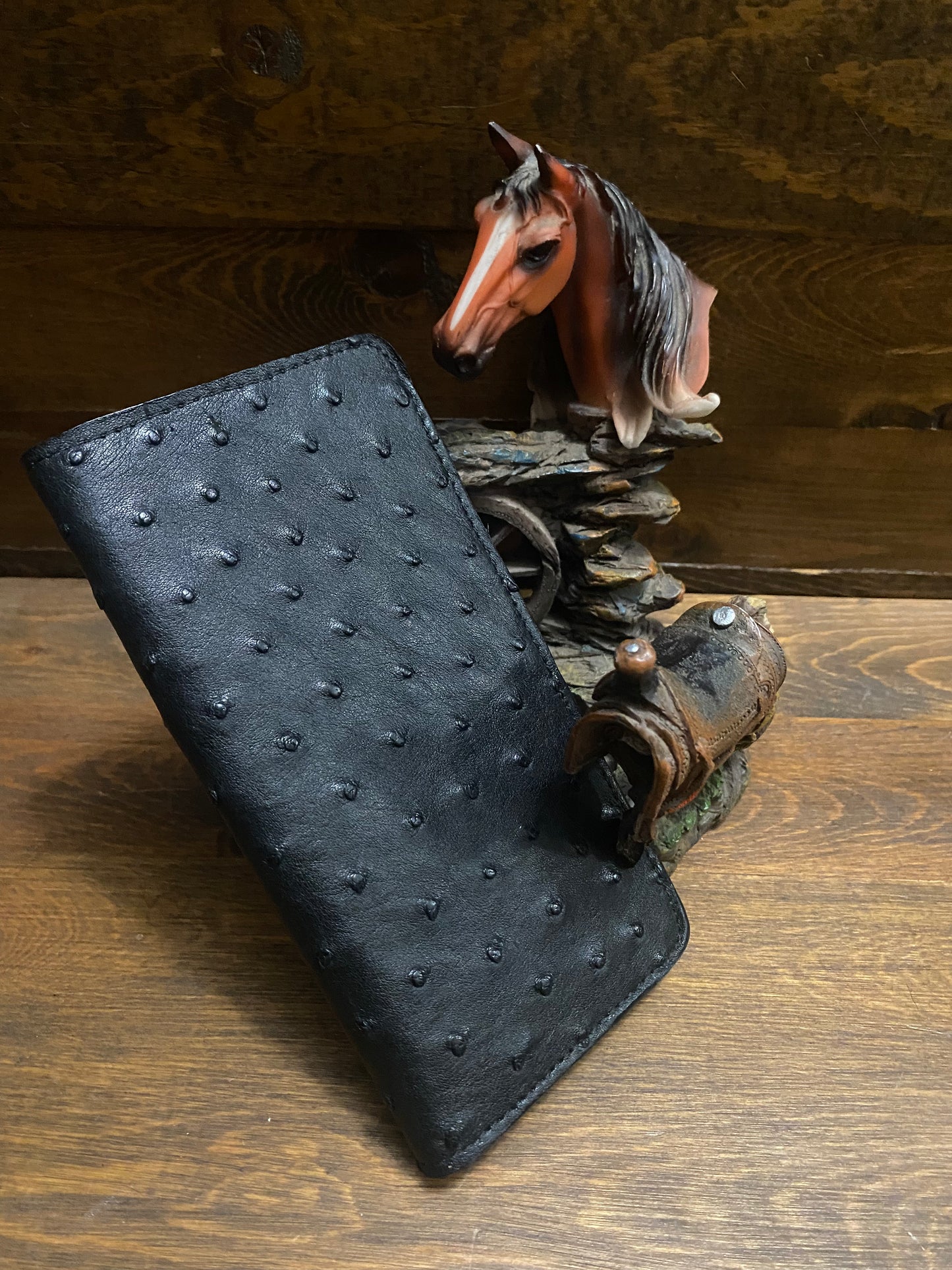 Ostrich long wallet in/out