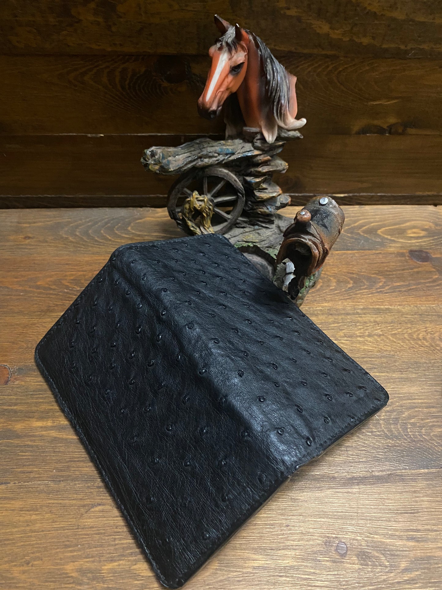 Ostrich long wallet in/out