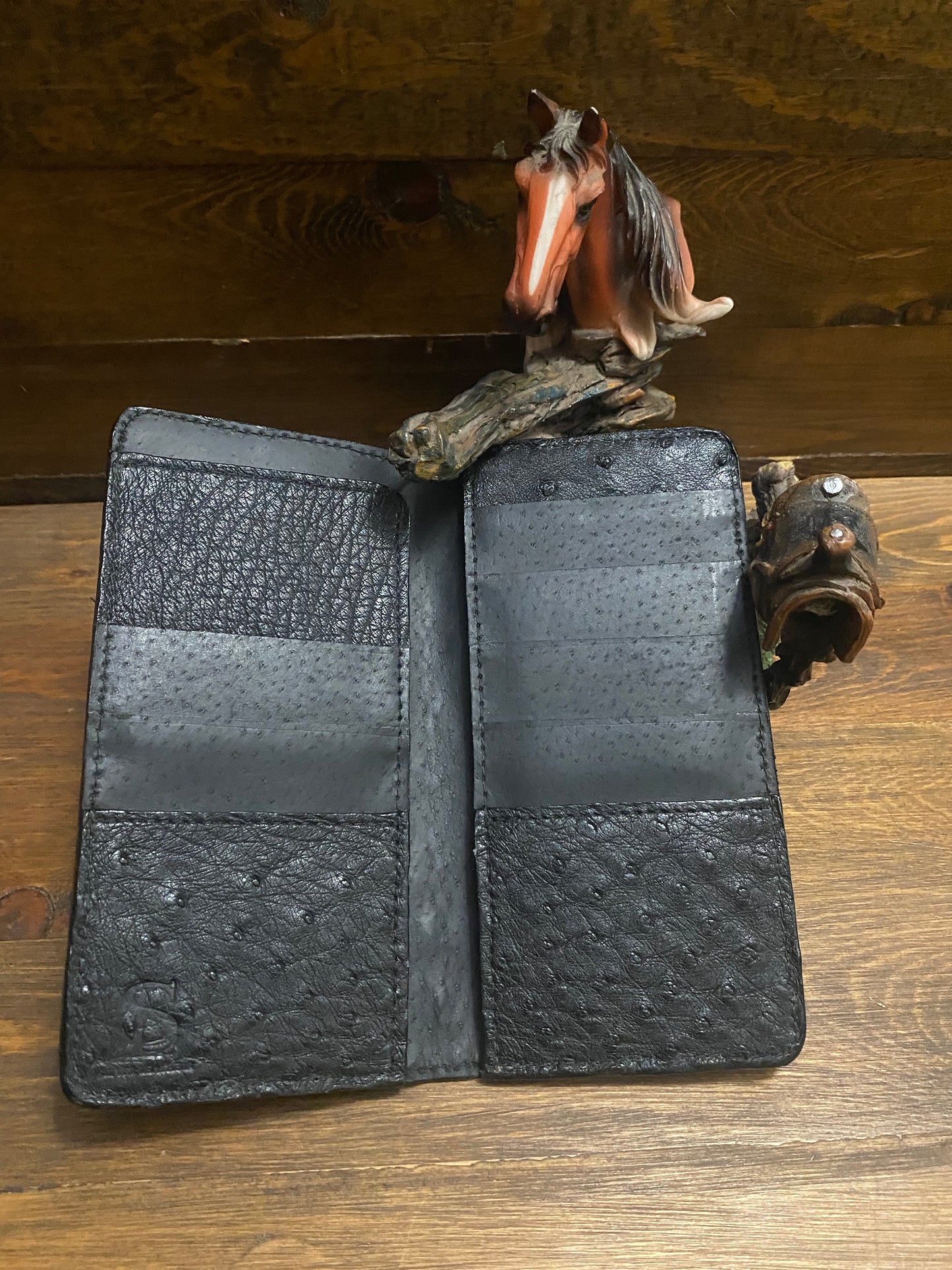 Ostrich long wallet in/out