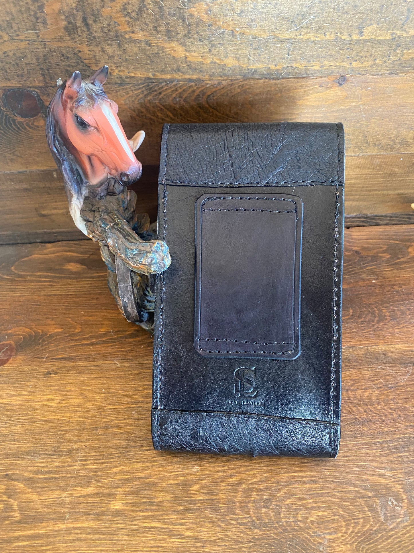 Black ostrich cellphone holster