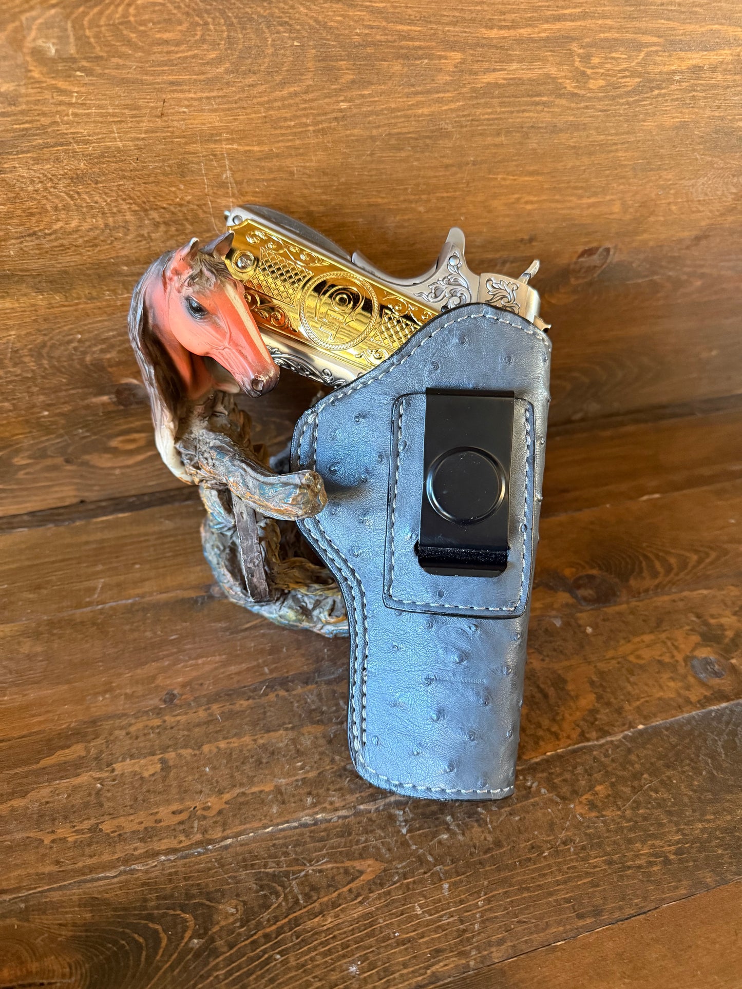 IWB. Gray full ostrich luxury holster (1911)