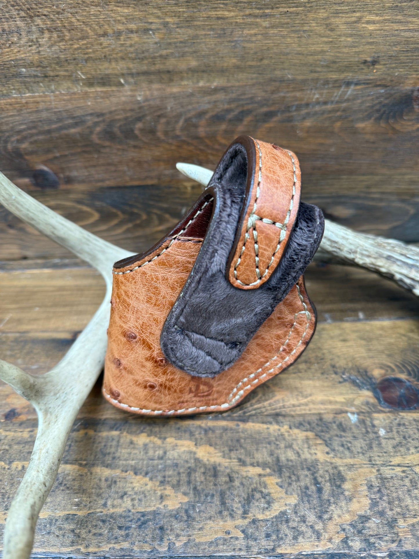 Rustic Conac/chrome ostrich skin compact holster. (1911)