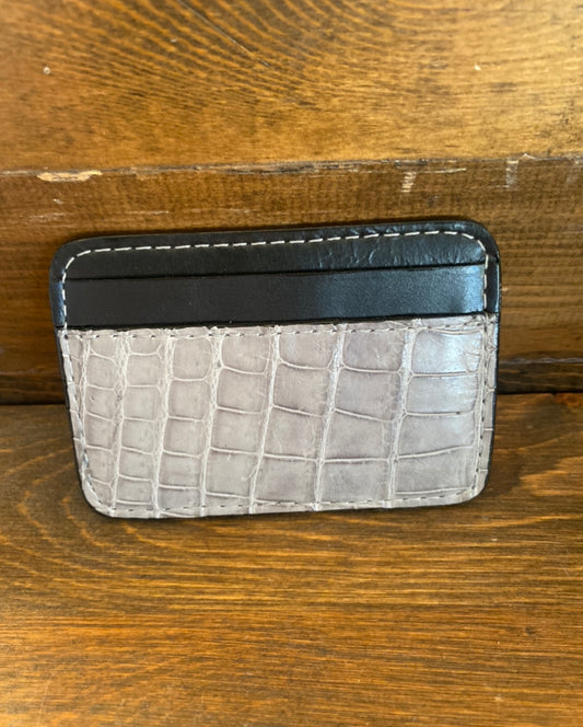 Gray alligator skin cardholder