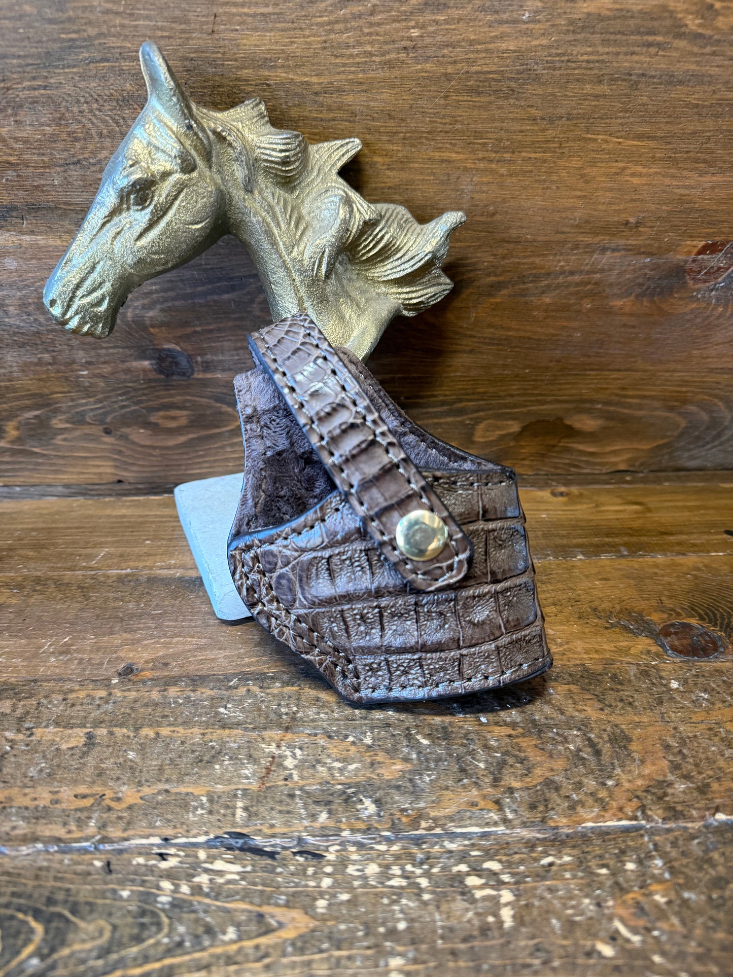 Brown/gold Crocodile belly compact holster (1911)