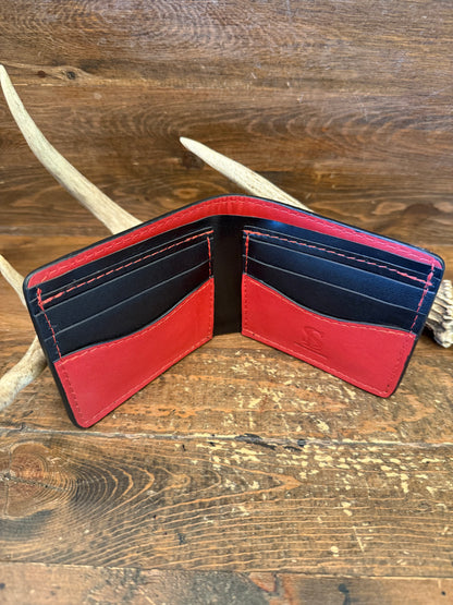 Black/res Ostrich skin wallet