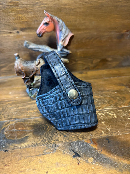 Matte Black/Gold  crocodile compact holster (1911) ( High-Power )