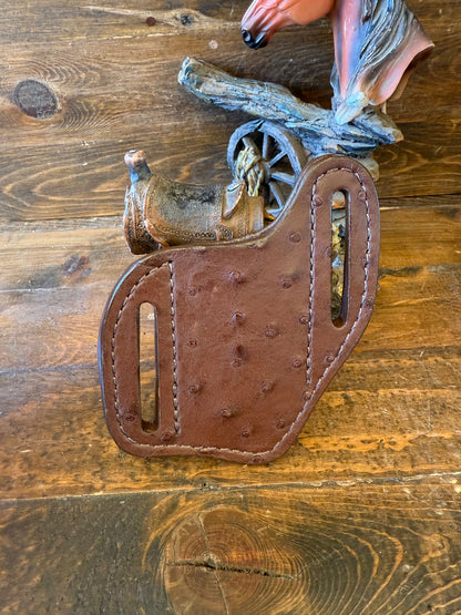 Brown ostrich skin pocket knife sheath
