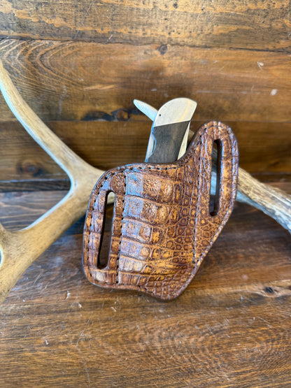 Rustic brown crocodile knife sheath