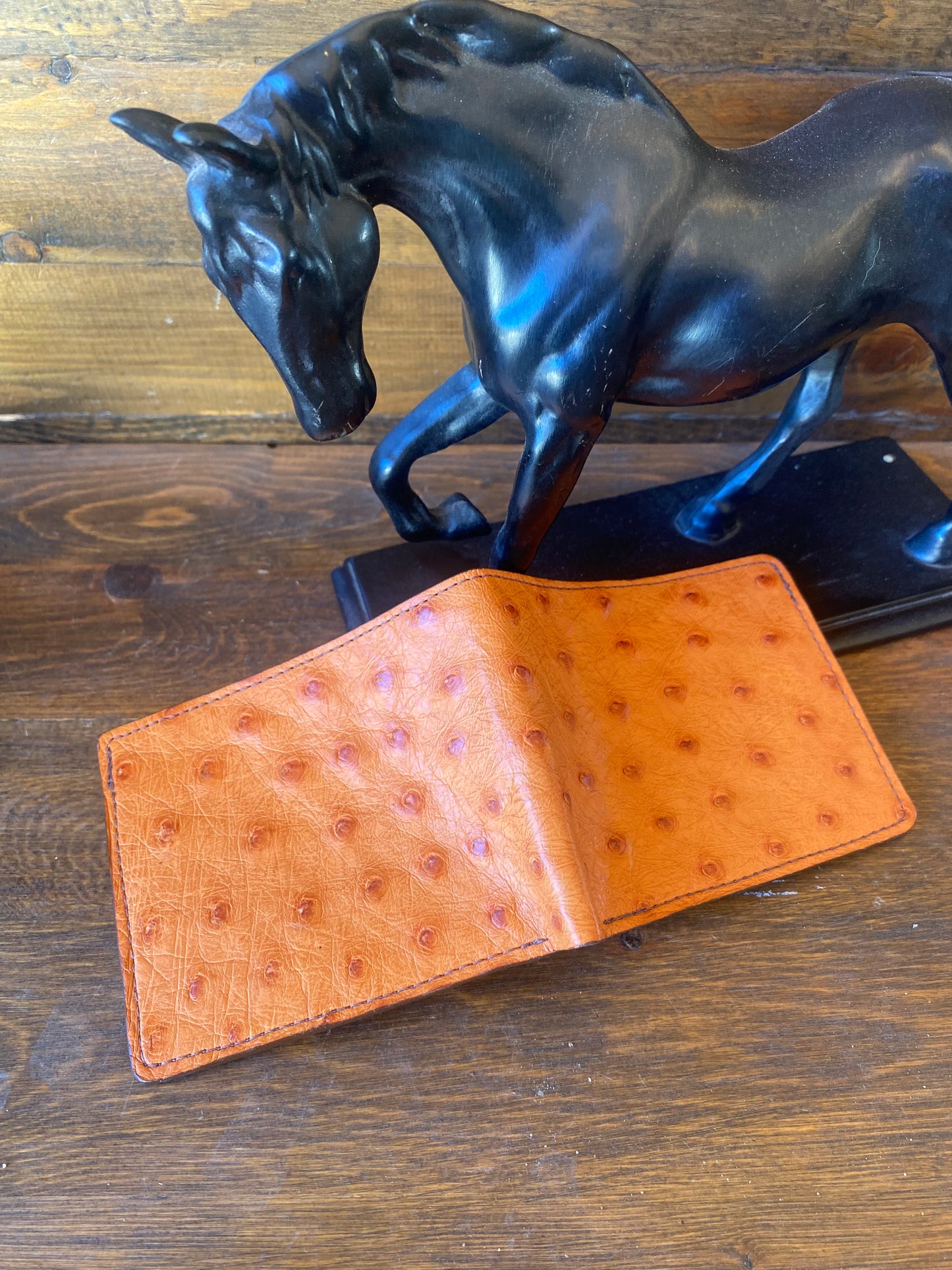 Tangerine full ostrich wallet