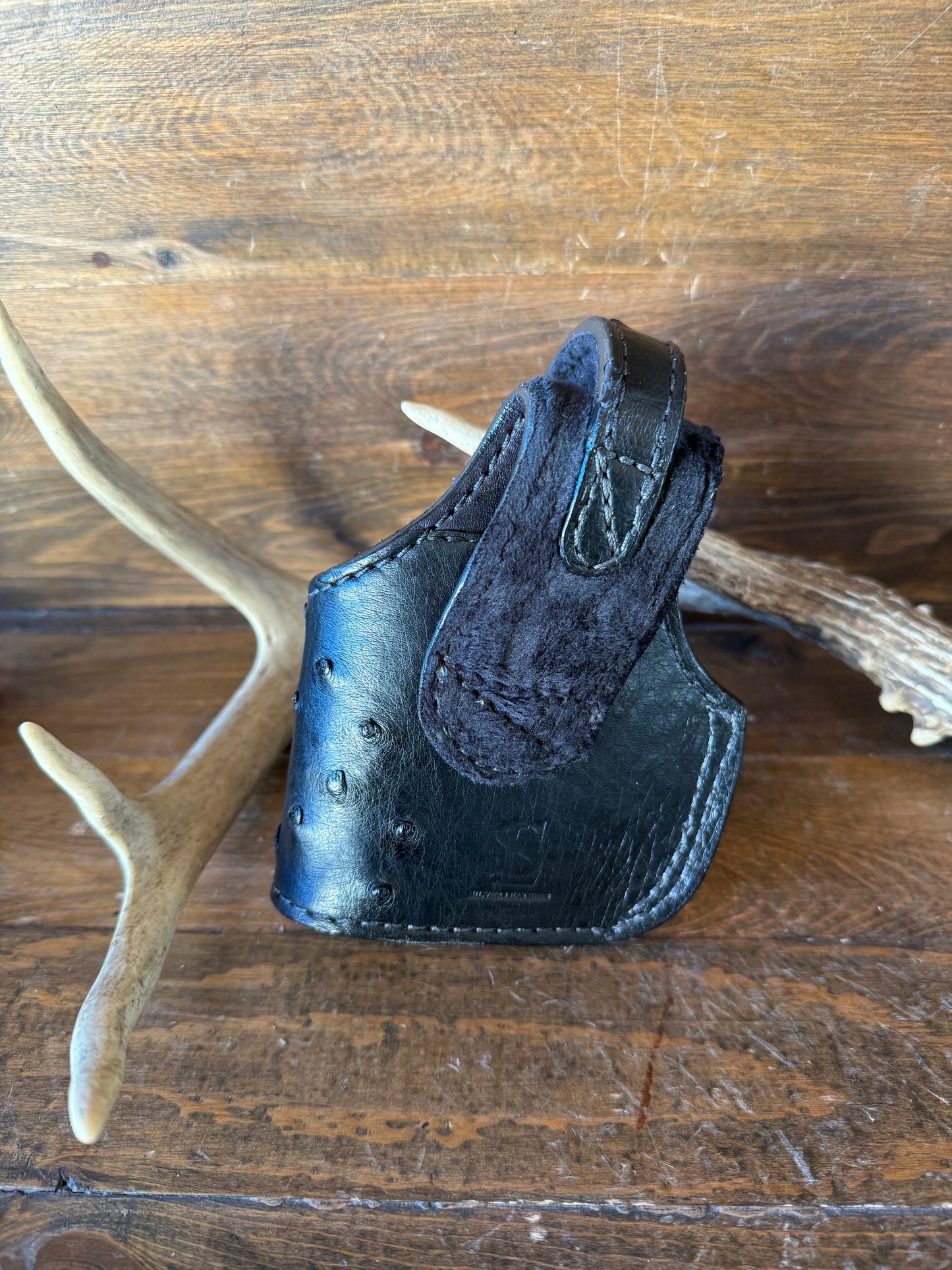 Black/Chrome ostrich compact holster ( Glock )