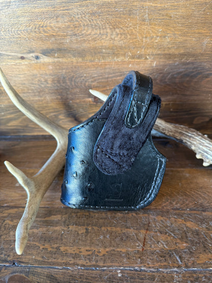 Black/Chrome ostrich compact holster ( Glock )