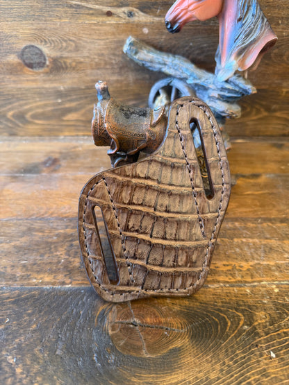 Brown crocodile belly knife sheath