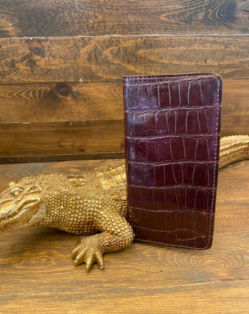 Alligator skin long wallet