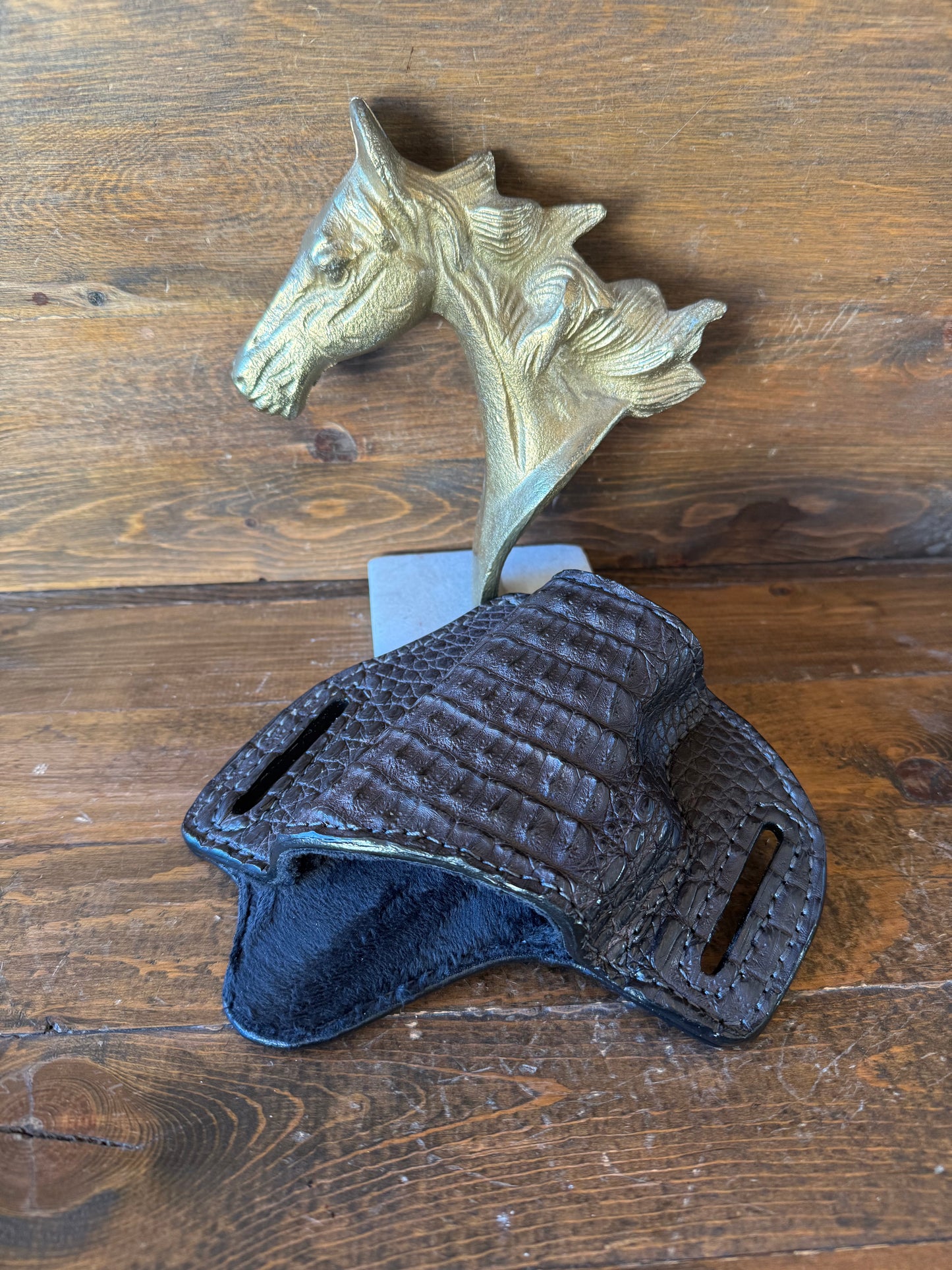 Dark brown matte crocodile skin holster ( Glock )