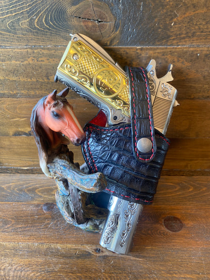 Black/Red crocodile skin compact holsters (1911)