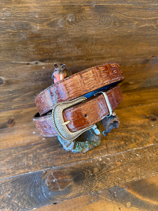 Brown caiman/crocodile belt