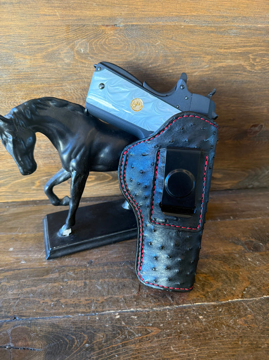 Black/Red ostrich skin IWB holster (1911)
