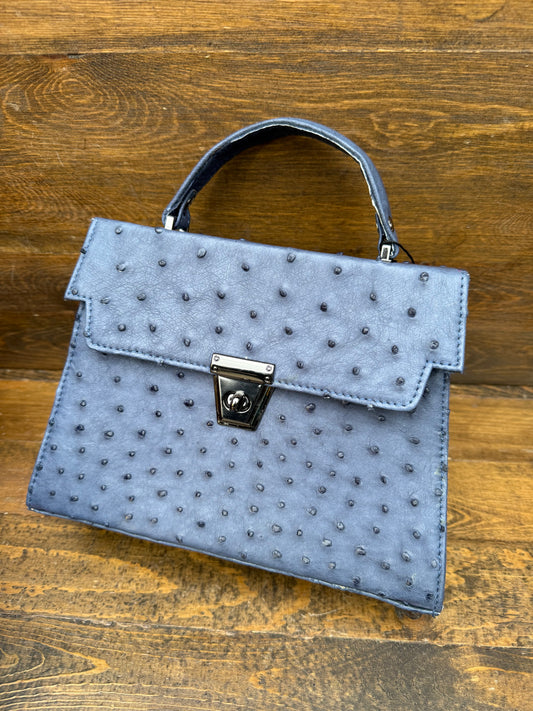 Blue/Gray ostrich skin handbag