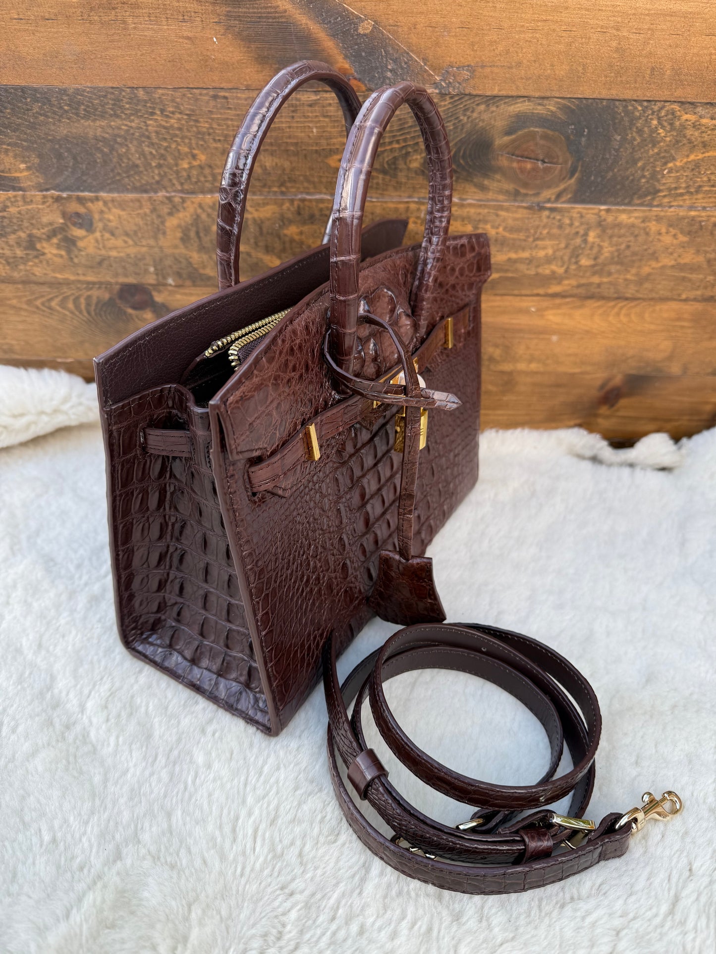 Brown crocodile deluxe women’s bag