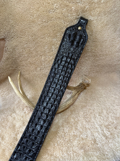 Black/gold crocodile Hornback luxury rifle sling
