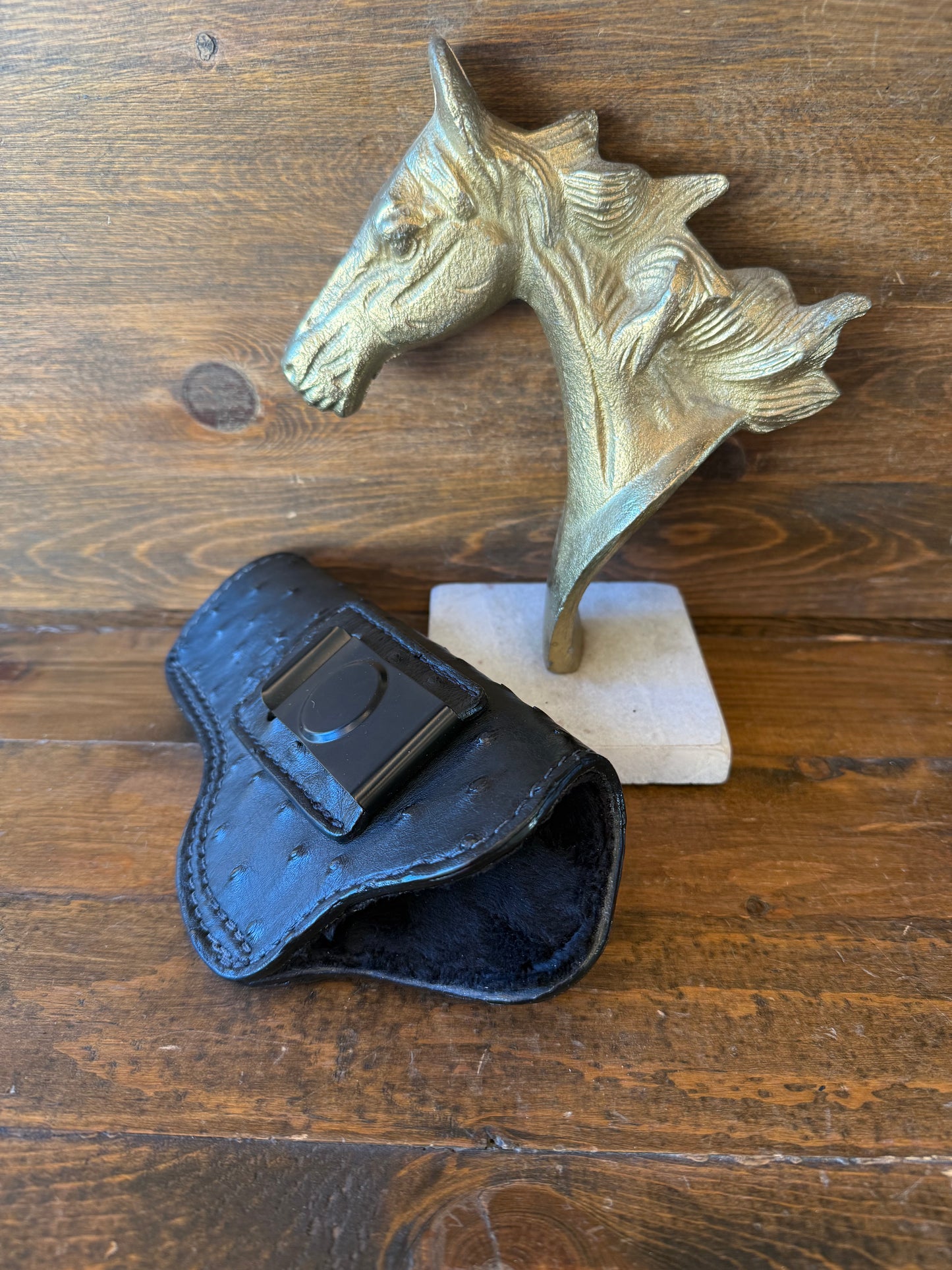Black ostrich skin full IWB holster (1911 ) 5”. Left-handed
