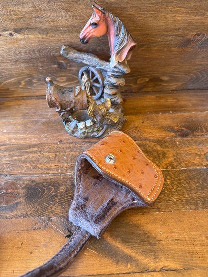 Saddle color ostrich skin compact holster ( Glock )