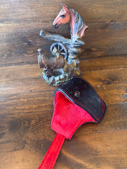 Black/Red Ostrich skin compact holster (Glock)