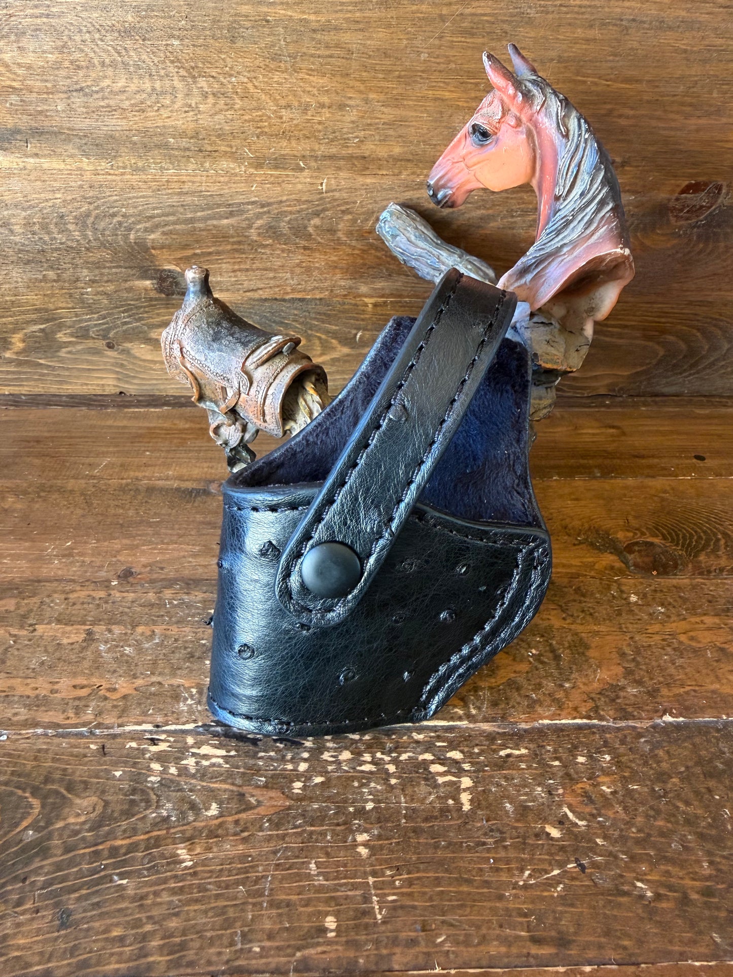 Black Ostrich skin compact holster (1911) -Left