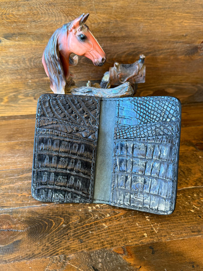 In/Out Black crocodile belly compact wallet.