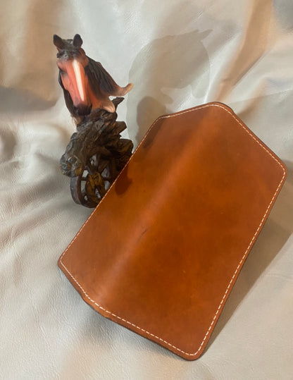 Tan Oil leather checkbook cover