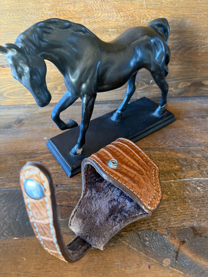 Honey/Chrome crocodile skin compact holster (1911)