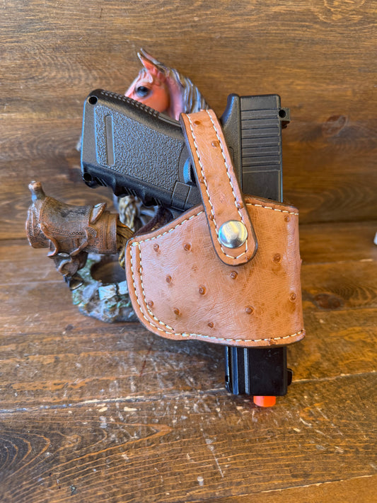 Saddle color ostrich skin compact holster ( Glock )