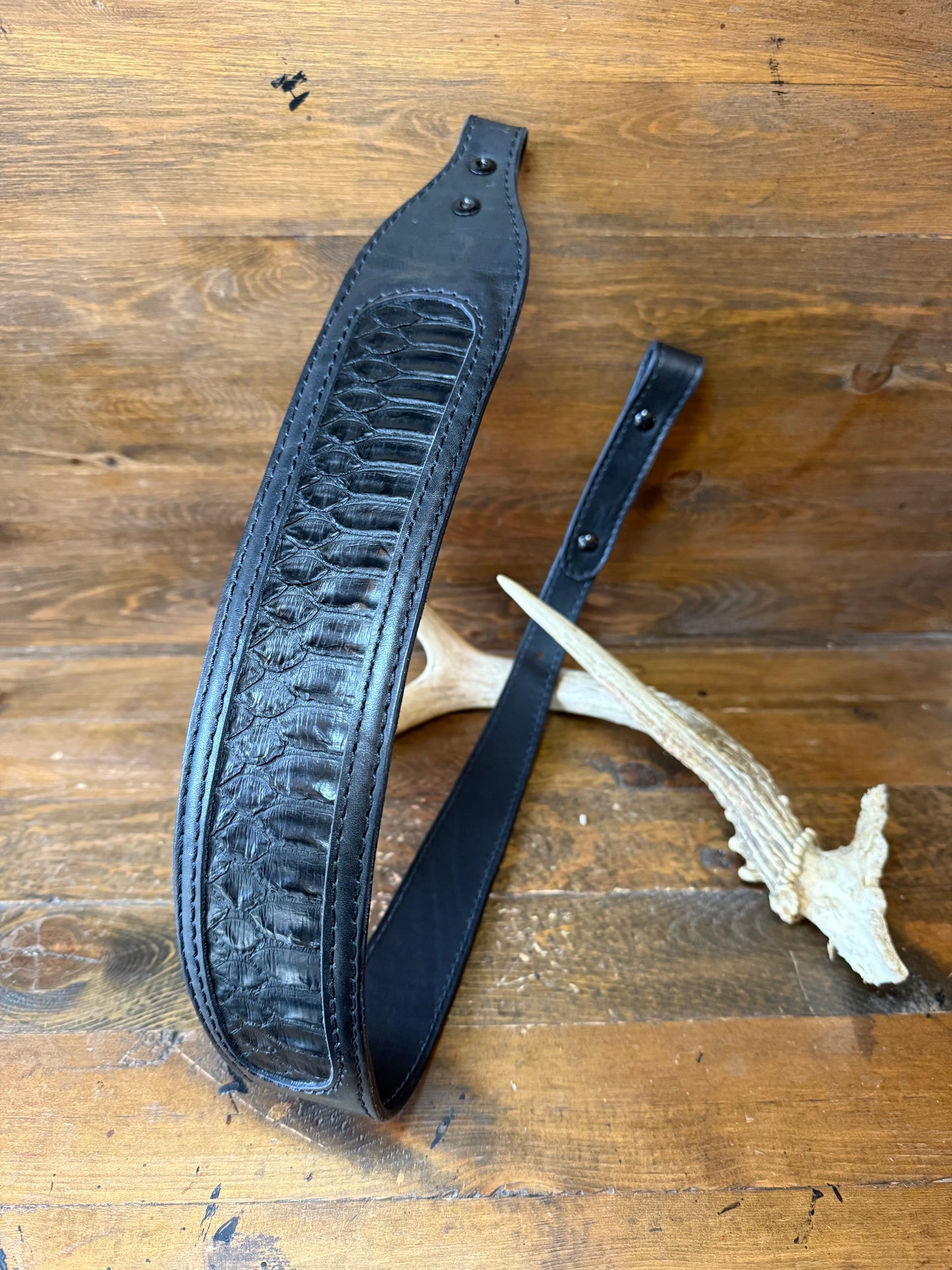Black/black snake skin rifle sling