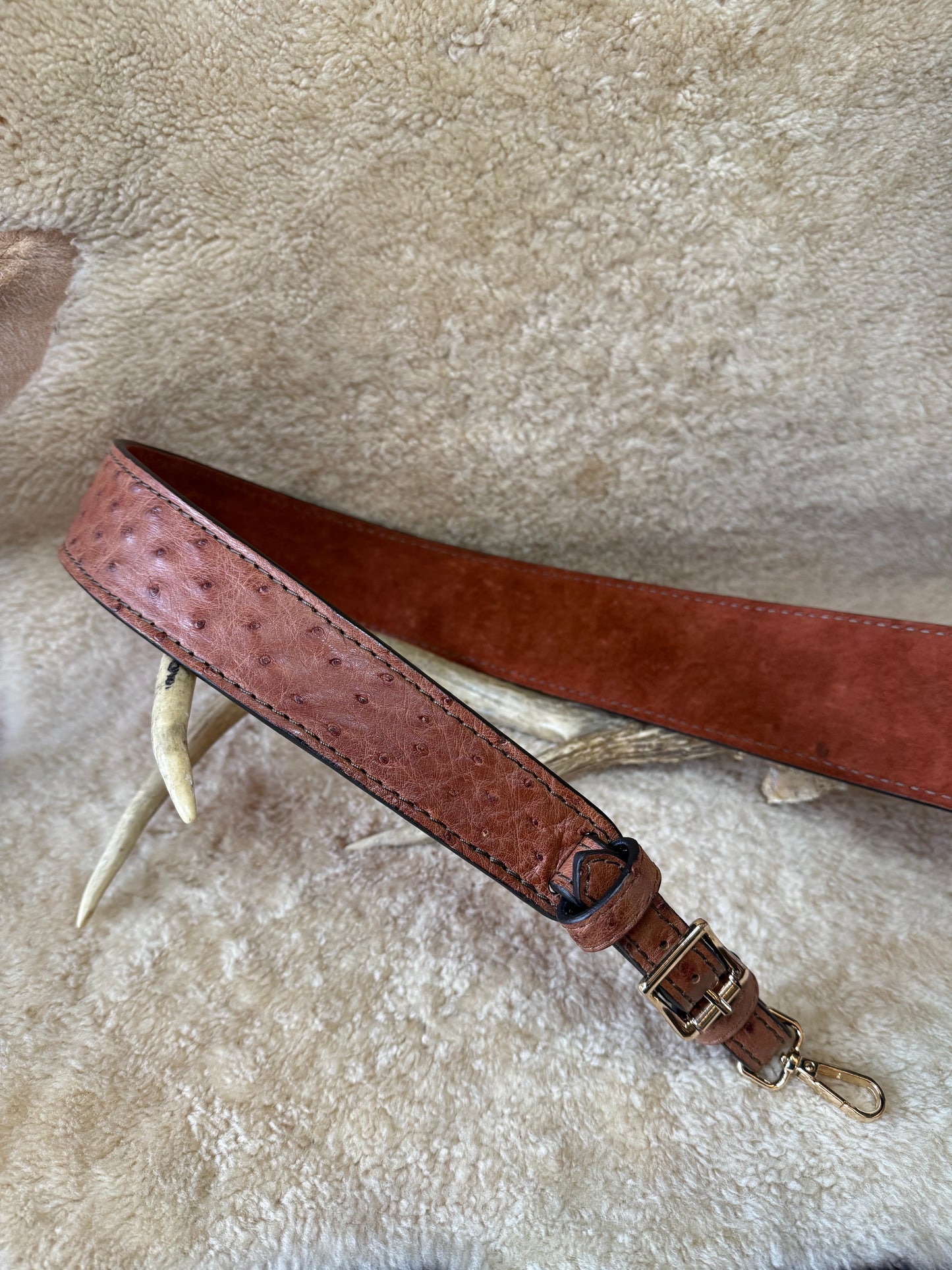 Gerbera/Gold Ostrich skin luxury rifle sling