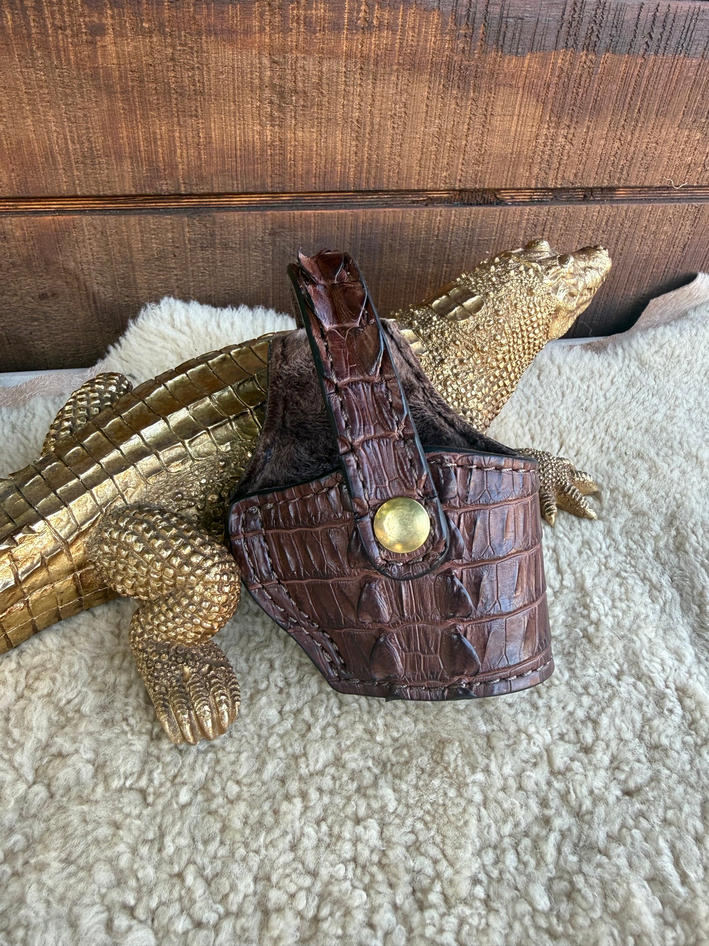 Brown Nile Crocodile tail compact holster ( 1911, High-power )