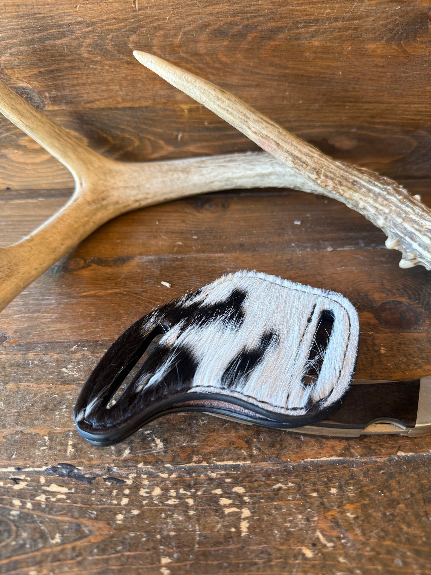 Black/brown cowhide knife sheath