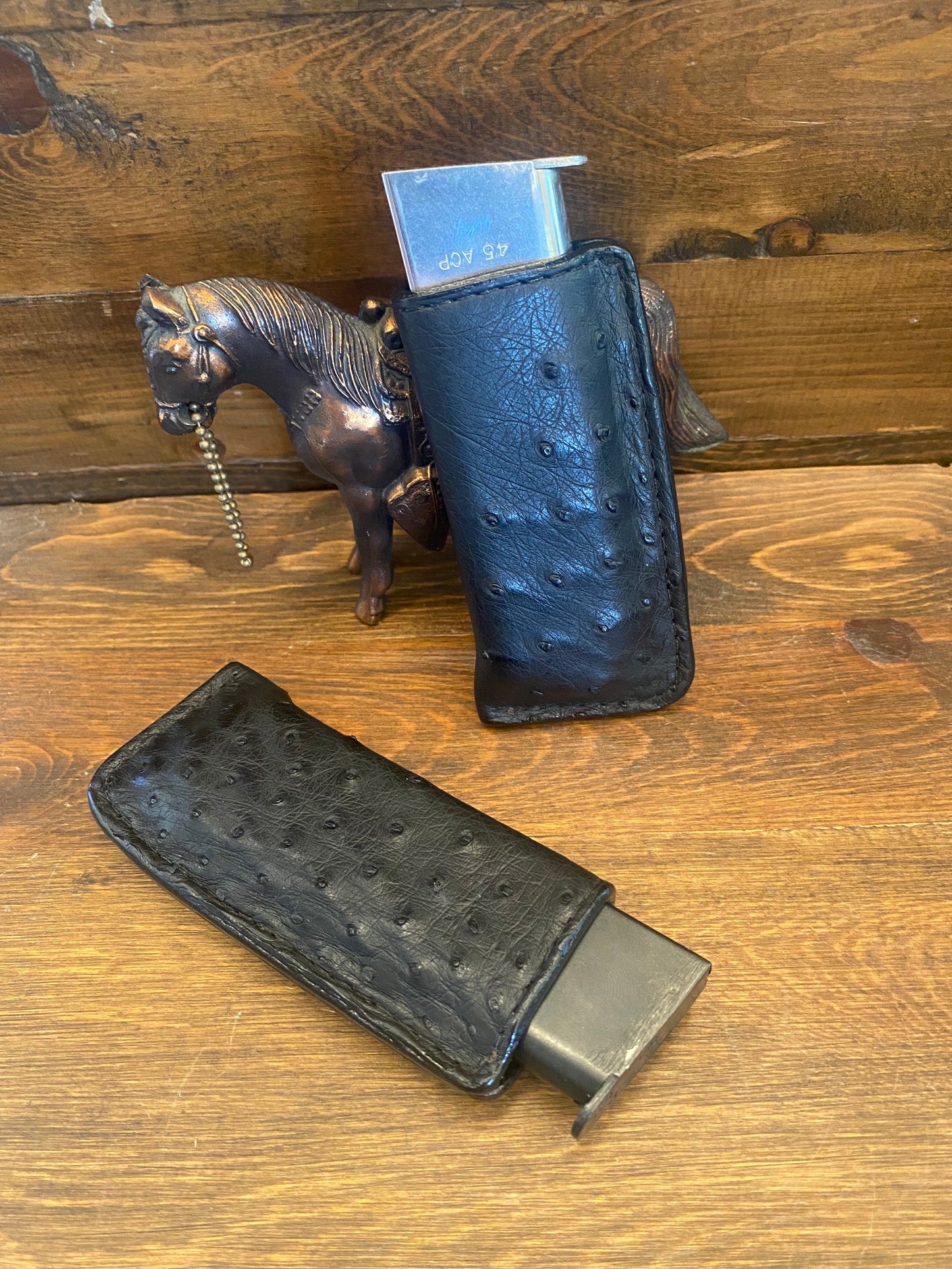 Black Ostrich skin single magazine holster (1911)