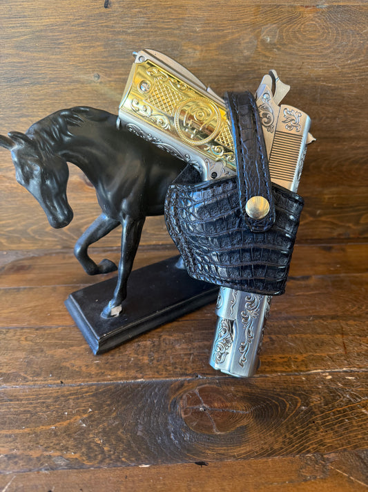 Black/Gold crocodile belly compact holster (1911)