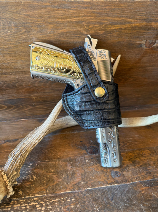 Black/Gold crocodile belly compact holster (1911)