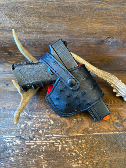 Black/Red ostrich skin compact holster ( Glock )