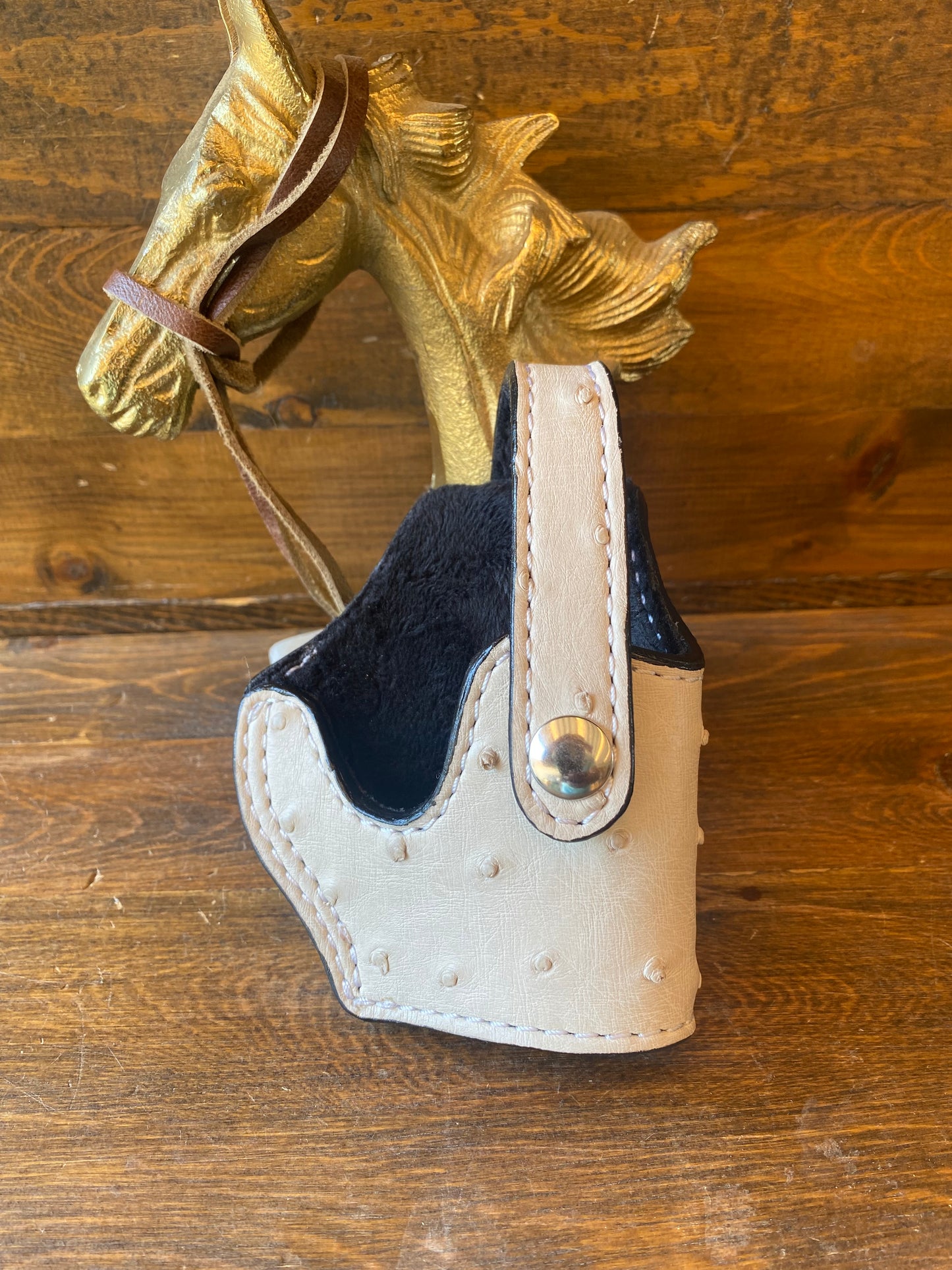 White/bone ostrich skin compact holster (1911) Open trigger