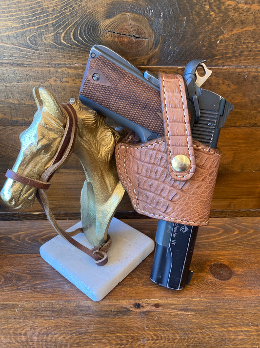 Brown caiman/crocodile compact holster (1911)