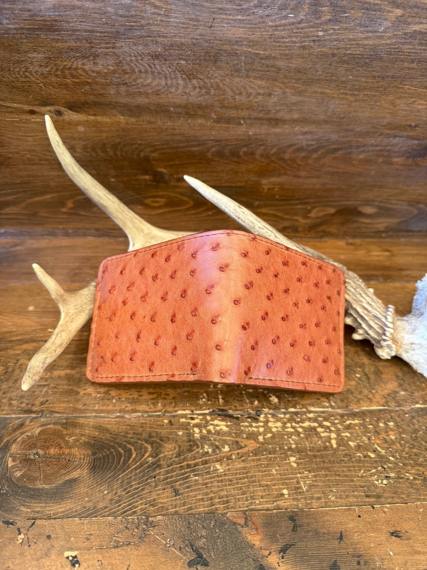 Rustic Cognac Ostrich skin wallet