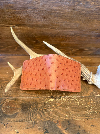 Rustic Cognac Ostrich skin wallet