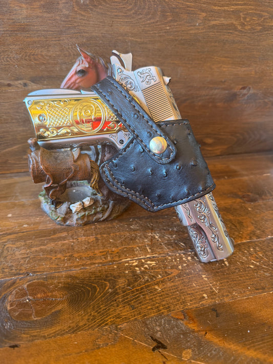 Black/Brown ostrich skin compact holster (1911)