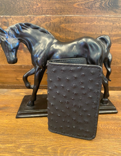 Compact black ostrich wallet