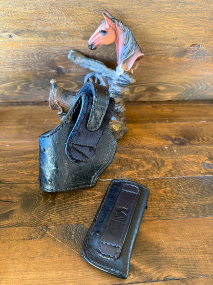 Black ostrich compact holster/1 magz set. (1911)