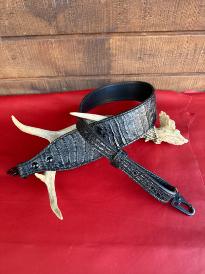 Black Crocodile Belly Luxury Rifle sling