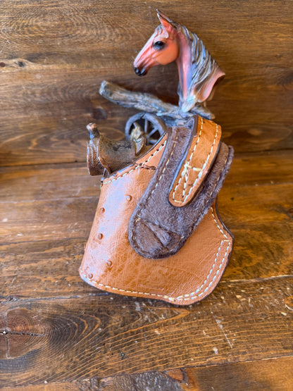 Saddle color ostrich skin compact holster ( Glock )