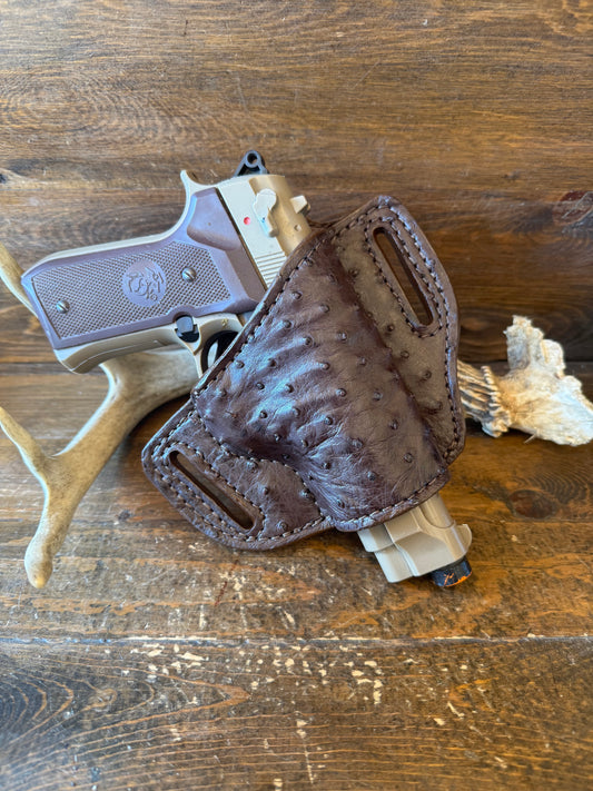 Dark brown ostrich skin luxury holster ( Beretta )